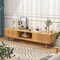 63 Inch Natural TV Stand Wicker Sliding Doors Media Console Up to 70 Inch TV